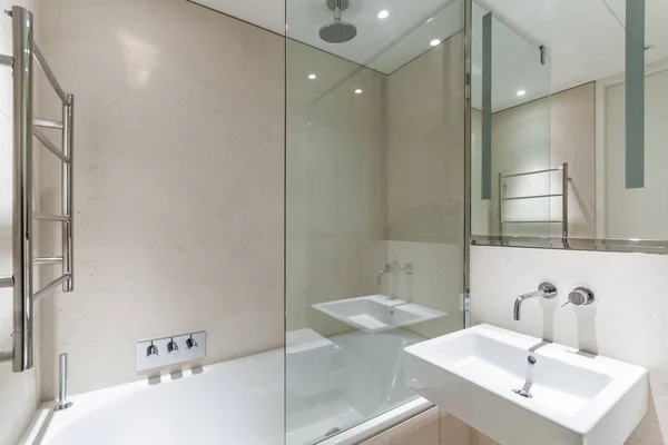 Light bathroom with sandstone tiles — Stock Photo, Image