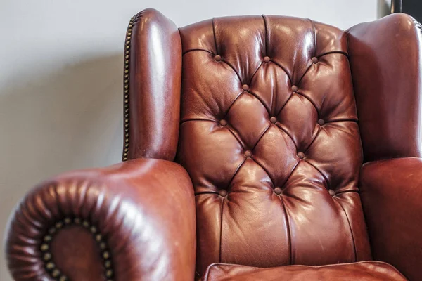 Classic Leather Upholstered Armchair Red Brown Colour — Stock Photo, Image