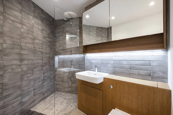 Modern bathroom with wooden elements — Stock Photo, Image