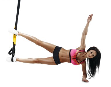 Güzel fitness kadın ne trx yan tahta serisi