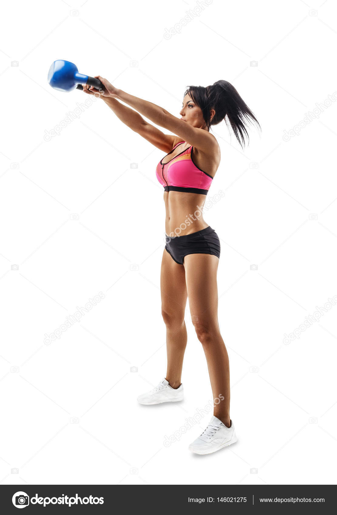 Fitness Frau Zu Tun Kettlebell Swing Und Kettlebell Snatch