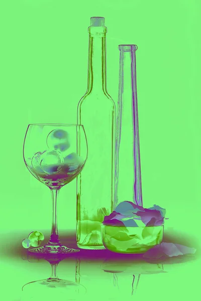 Abstract bottles in green and purple tones — Stock Photo, Image