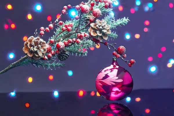 Tarjeta de Navidad con decoraciones — Foto de Stock