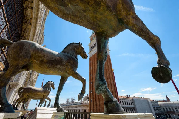 Antichi cavalli bronzei della Basilica di San Marco, Venezia — Foto Stock