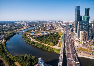 Moskova Moskova Nehri ile havadan görünümü