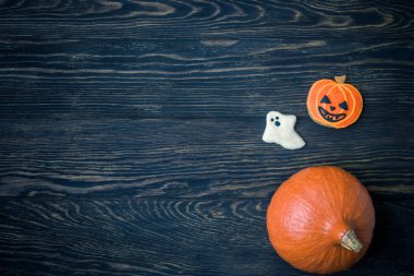 Kabaklar ve çerezleri Cadılar Bayramı tatil arka plan