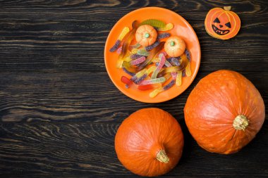 Cadılar Bayramı Balkabağı ve şeker arka plan