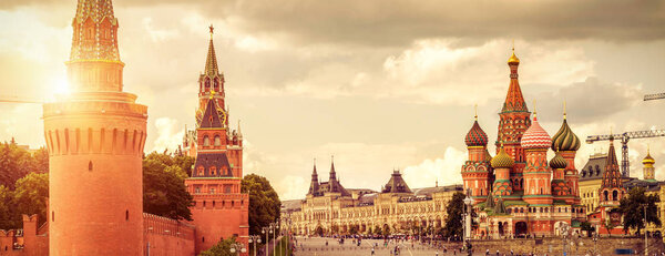 Moscow Kremlin and Cathedral of St. Basil on the Red Square