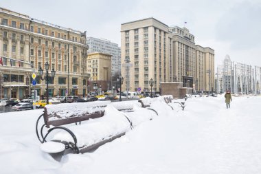 Kışın kar yağışı sırasında Merkezi Moskova