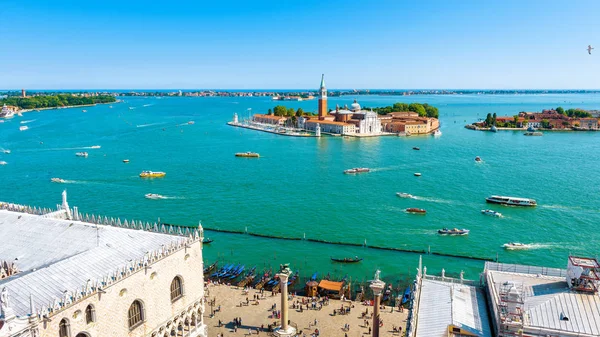 Aerial panoramic view of sunny Venice in summer, Italy — Stock Photo, Image