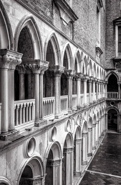 Colonnade of the Doge`s Palace courtyard, Venice, Italy