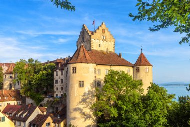 Meersburg Kalesi, Constance Gölü veya Bodensee, Almanya. Bu eski