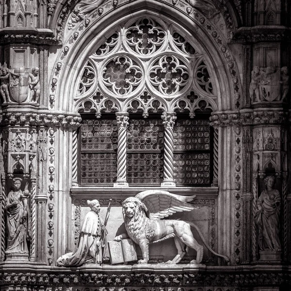 Doge`s Palace or Palazzo Ducale in black and white, Venice, Ital