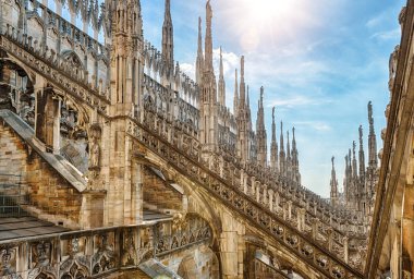 Milan Cathedral or Duomo di Milano on sunny day, Italy. Nice vie