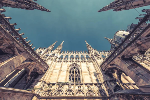 Milan Cathedral or Duomo di Milano, Italy. Low angle view of bea — 스톡 사진