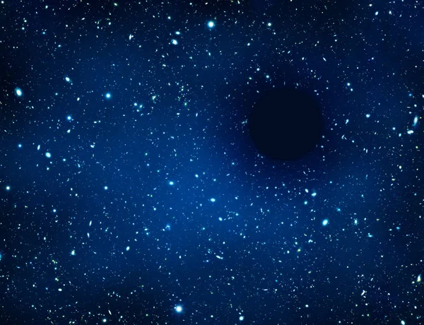 Un buco nero nell'universo. Wormhole e stelle nello spazio. Blu — Foto Stock