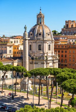 Rome in summer, Italy. Nice scenic view of Ancient Roman Trajan'