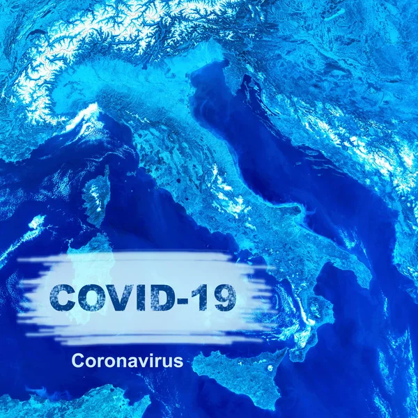 Επιδημία Coronavirus Λέξη Covid Στο Χάρτη Της Ιταλίας Νέο Ξέσπασμα — Φωτογραφία Αρχείου