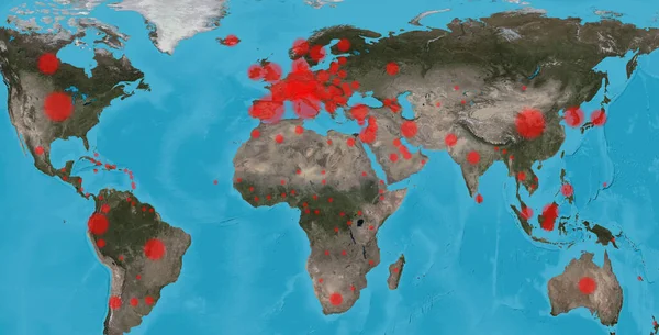 Covid Пандемія Коронавірусу Світі Підтверджена Картою Планет Глобальний Карантин Через — стокове фото