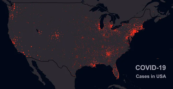 Covid Coronavirus Negli Stati Uniti Mappa Dei Casi Confermati Quarantena — Foto Stock