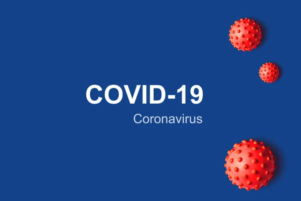 Covid Fondo Coronavirus Ilustración Gérmenes Rojos Aislados Sobre Fondo Azul — Foto de Stock