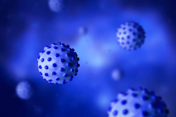 Covid Fondo Coronavirus Ilustración Vista Microscópica Gérmenes Coronavirus Azul Brote — Foto de Stock