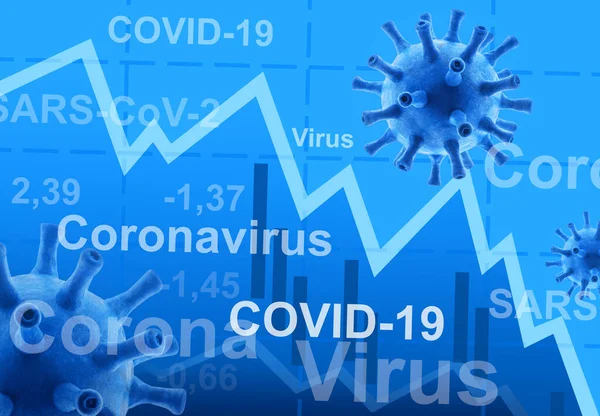 COVID-19 coronavirus effect to business, graph of stock market during COVID pandemic, world economy hits by corona virus, concept of global financial crisis due to coronavirus outbreak. 3D rendering.