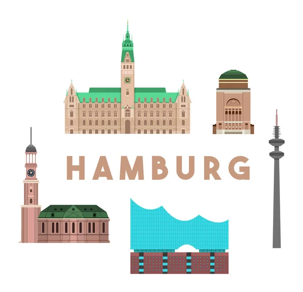 Hitos de Hamburgo Skyline Vector De Stock