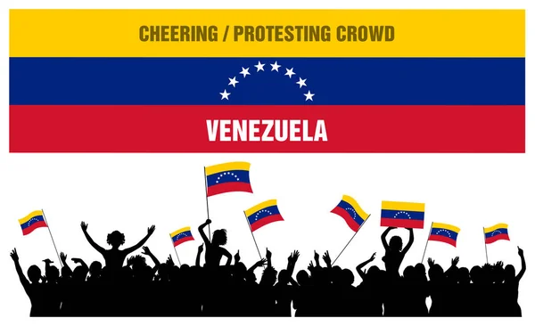 Animando o protestando a la multitud Venezuela — Archivo Imágenes Vectoriales