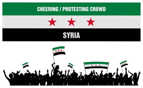 Juichende of protesteren menigte Syrië Vectorbeelden