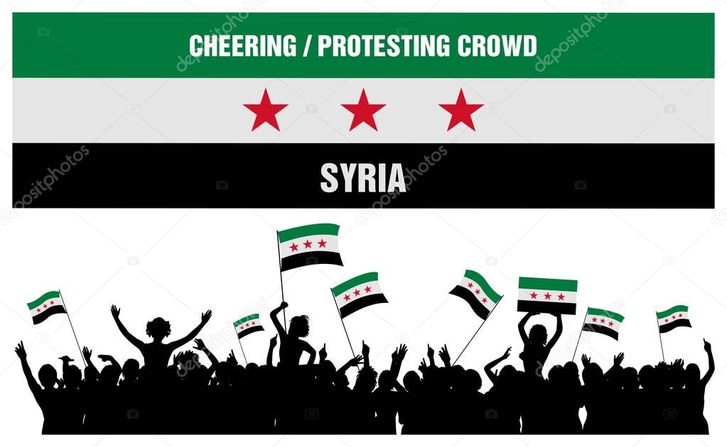 Cheering or Protesting Crowd Syria