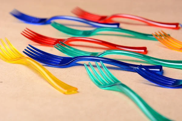 Color plastic forks — Stock Photo, Image
