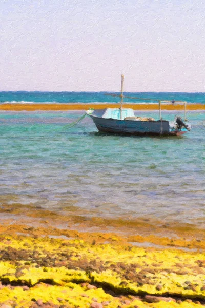 Capa marinha com pintura de barco estilizada — Fotografia de Stock