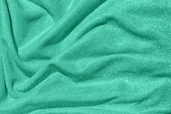 Mint draped fabric with silver lurex thread — Stock Photo, Image