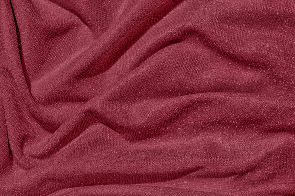 Dark red draped fabric with silver lurex thread — Stock Photo, Image