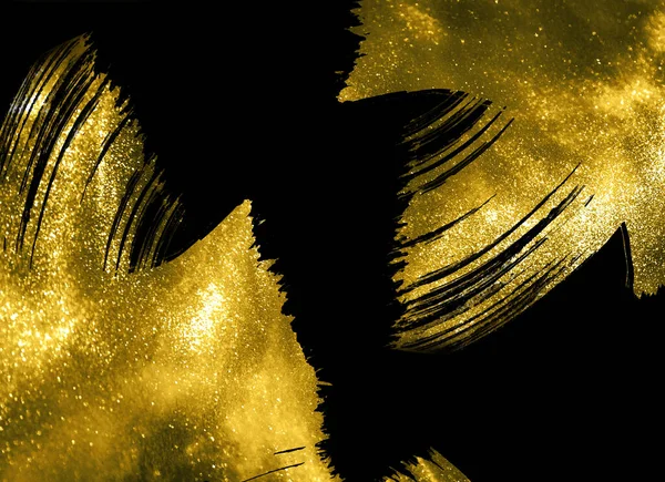 Αφηρημένες χρυσές πινελιές σε μαύρο φόντο — Φωτογραφία Αρχείου