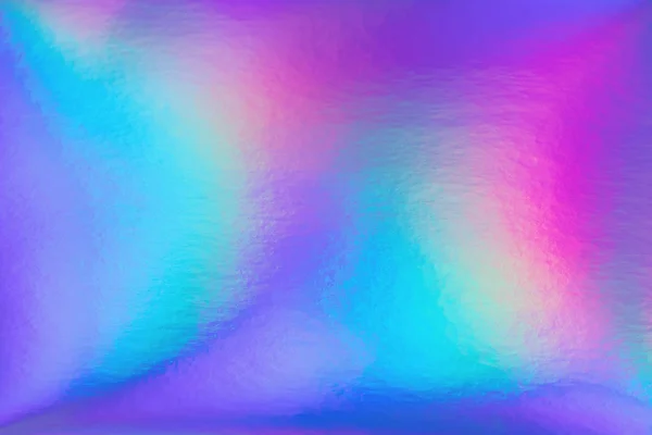 80 'lerin tarzında soyut gökkuşağı holografik arka planı. Menekşe rengi, pembe ve nane renginde bulanık doku, çizikler ve düzensizlikler. Parlak neon renkleri.