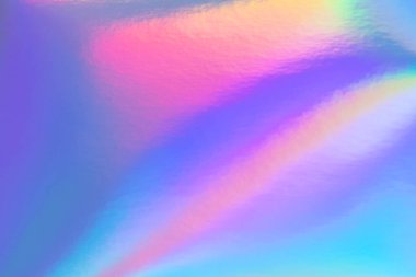 80 'lerin tarzında soyut gökkuşağı holografik arka planı. Mor, pembe ve parlak neon renkli bulanık doku.