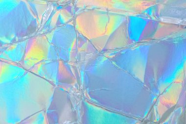 Bulanık soyut Modern Pastel renkli holografik arka plan 80 'ler tarzında. Buruşuk yanardöner folyo gerçek doku. Sentetik dalga. Buhar dalgası stili. Retrowave, retro futurism, webpunk