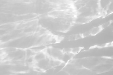 Fotoğraf ve maketler için su dokusu örtüsü etkisi. Beyaz bir duvara organik gölge ve ışık yakıcı etki bırakıyor. Doğal ışık efektleri için gölgeler