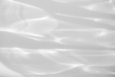 Fotoğraf ve maketler için su dokusu örtüsü etkisi. Beyaz bir duvara organik gölge ve ışık yakıcı etki bırakıyor. Doğal ışık efektleri için gölgeler