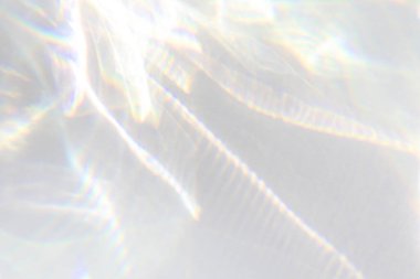 Bulanık su dokusu, fotoğraf ve maketler için örtüşüyor. Beyaz bir duvara organik gölge ve ışık yakıcı etki bırakıyor. Doğal ışık efektleri için gölgeler