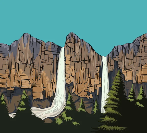 Şelale sahne vektör 