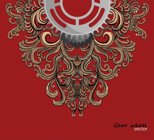 Scène roue dentée avec motif d'art — Image vectorielle