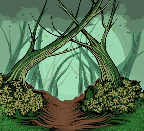 Stromy a lesní scénu — Stockový vektor