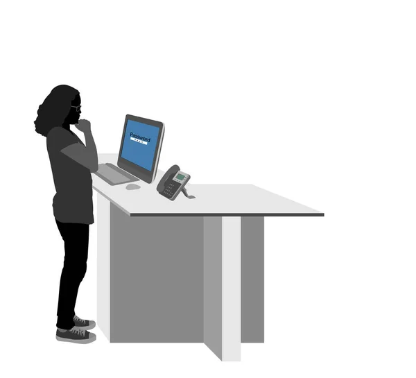 Young woman using a computer — Stock Vector