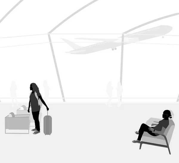 Passagiere im Flughafen — Stockvektor