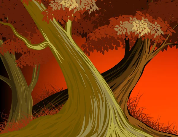 Bosque noche escena vector — Archivo Imágenes Vectoriales