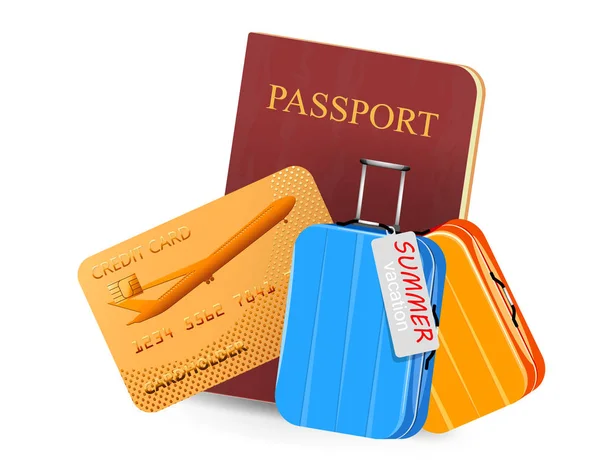 Kreditkarte und Reisepass — Stockvektor
