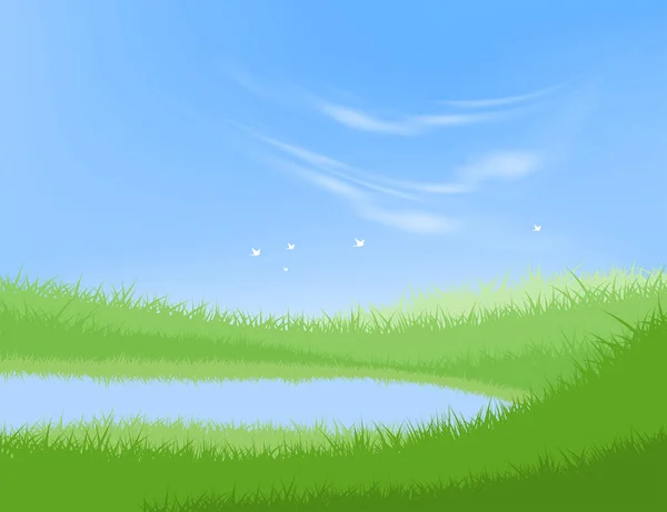 Belleza en la naturaleza lago escena — Vector de stock